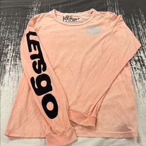 Freecity Light Pink Long Sleeve Tee with Black Print